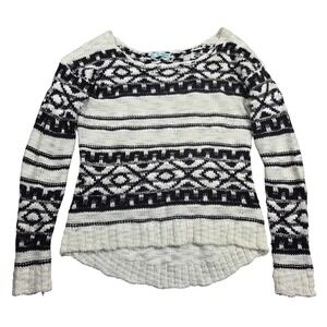Maurices White Aztec Fair Isle‎ Knit Sweater Long Sleeve Womens S Boho Western